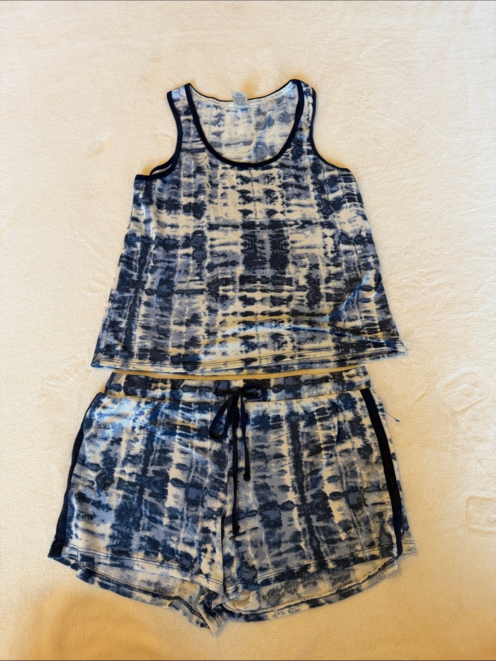 Lucky Brand Blue and White Tie-Dye Pajama Tank & Shorts Set - Picture 1 of 5